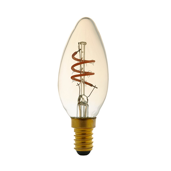LED 4W Vintage Soft Coil Vertical Amber Filament Candle - Dimmable - SES - 1800K